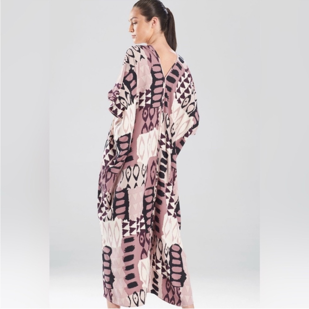 Natori Ikat Tribal Print Caftan Dress